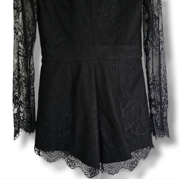 Blithe Lace Romper Size S Black Sheer Long Sleeve Collared Sexy Fairy Whimsigoth - Picture 5 of 14